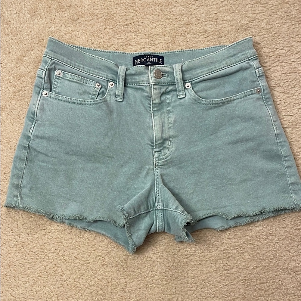 J.Crew Mercantile mint green denim shorts. Size 27.